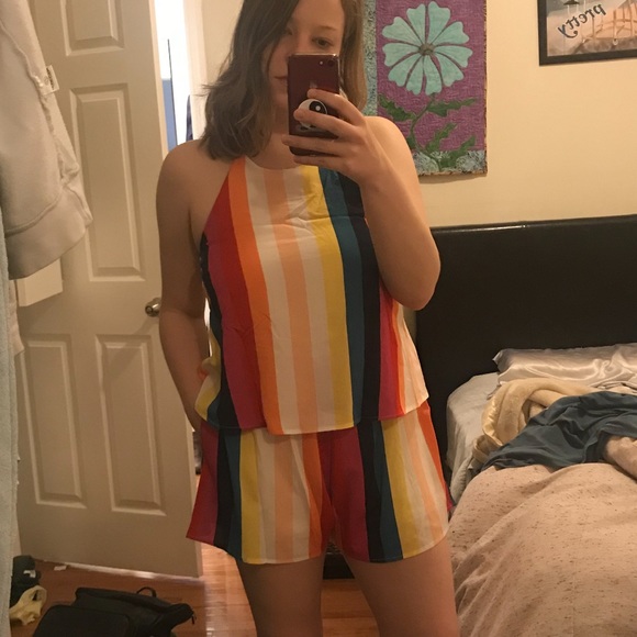 Rainbow Shorts Halter Romper NWOT - Picture 11 of 11